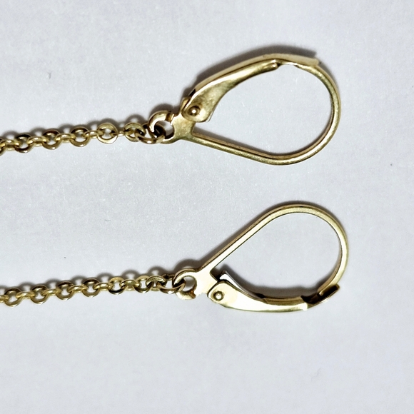10K Gold Two tone Dangle Earrings - Picture 4 of 11